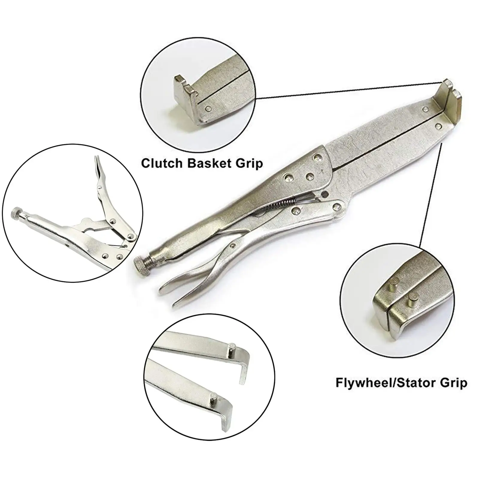 

Motorcycle Clutch Flywheel Holding Tool Opening Width 12.7cm Carbon Steel Good Performance Multipurpose Adjustable Jaw Opening