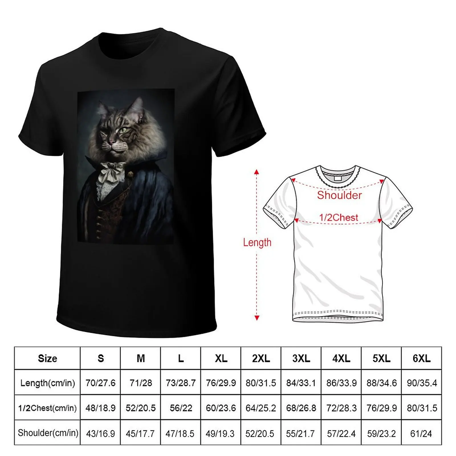 Hyper Realistic Cat Portrait Royal Renaissance Animal – Photorealism Classic Royal Portrait Of A Cat T-Shirt
