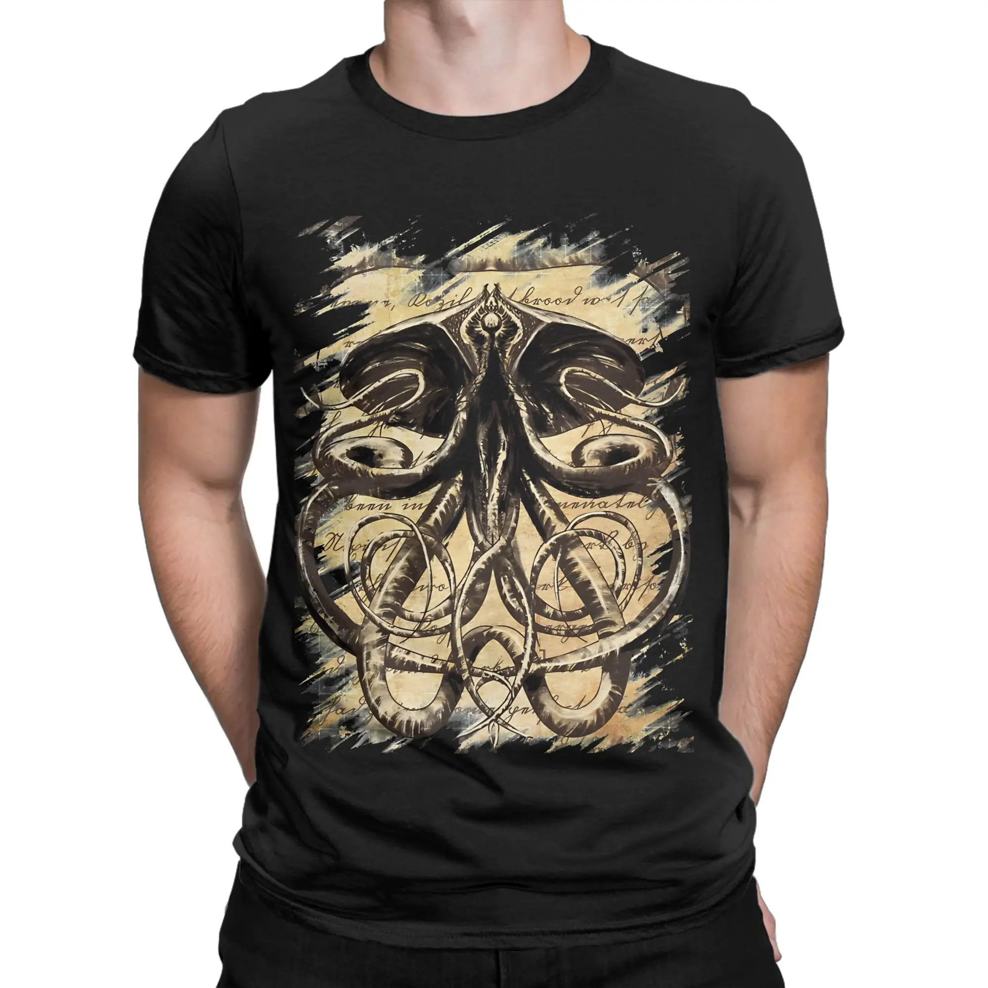 Dark Eldritch Creature Illustration  Classic MTG Funny 100% Cotton T-Shirt Tees Tops For Men