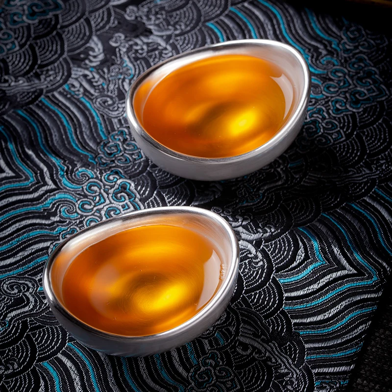 

Creative Gold and Silver Ingot Decoration Silver Cup Master Cup Sterling Silver Tea Cup Kung Fu Small Tea Cup Tea Cup