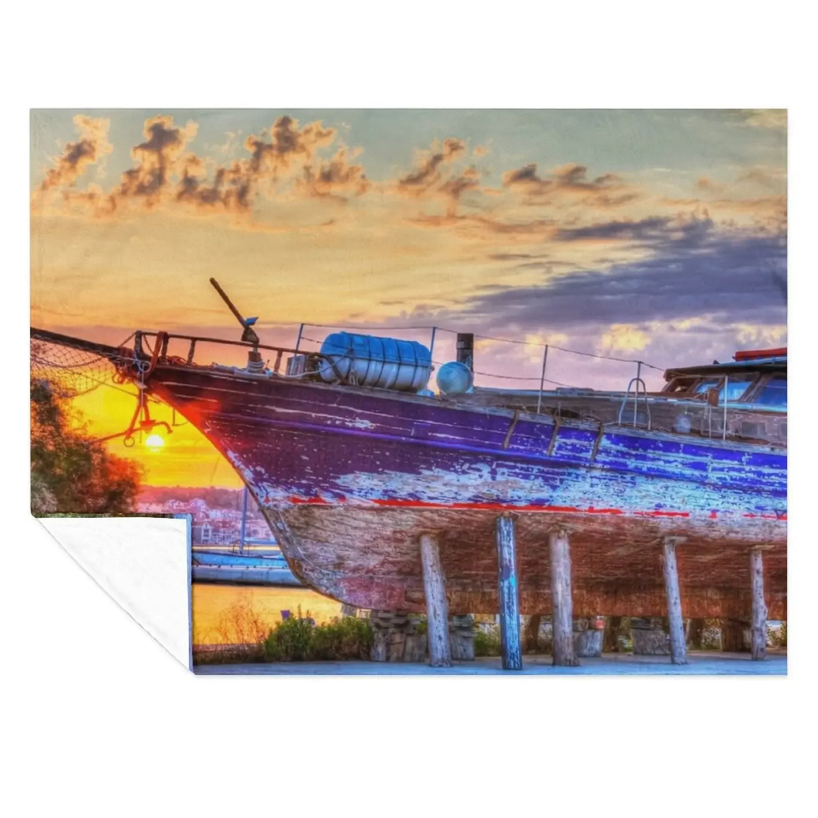 

Kefalonia, Greek Shipyard Sunset Throw Blanket Heavy christmas gifts funny gift anime Blankets