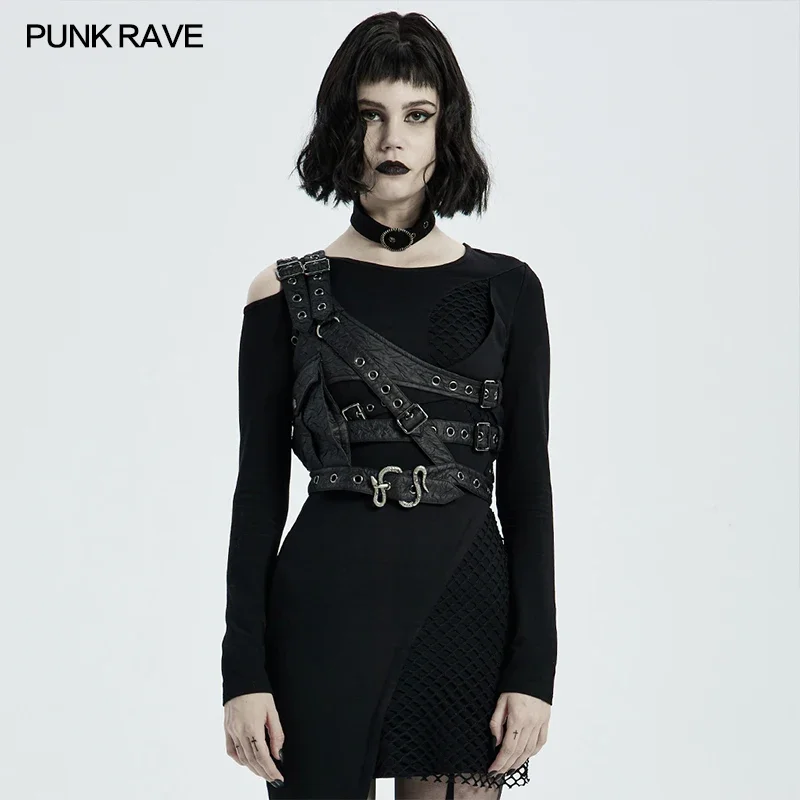 PUNK RAVE Women\'s Punk Shoulder Mysterious Temptation Python Black Armor Acessory Personality Sexy Women Clothing Accessories