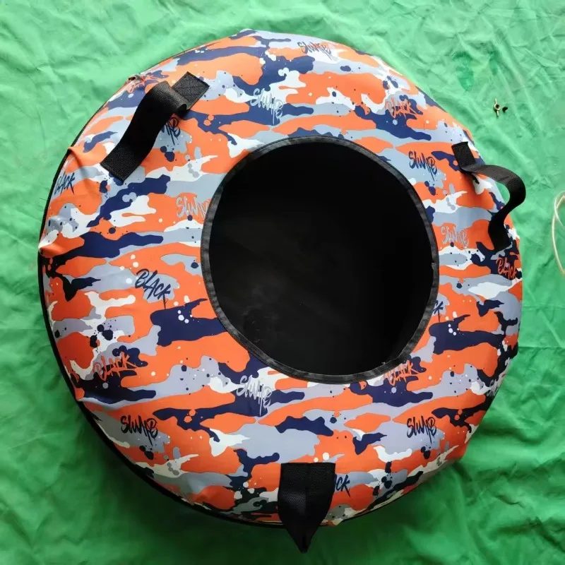 

Winter Sport Large Snow Tube Heavy Duty Inflatable Sled Double Stitched Seams Grab Handles Tow Rope Compatible Top Grade