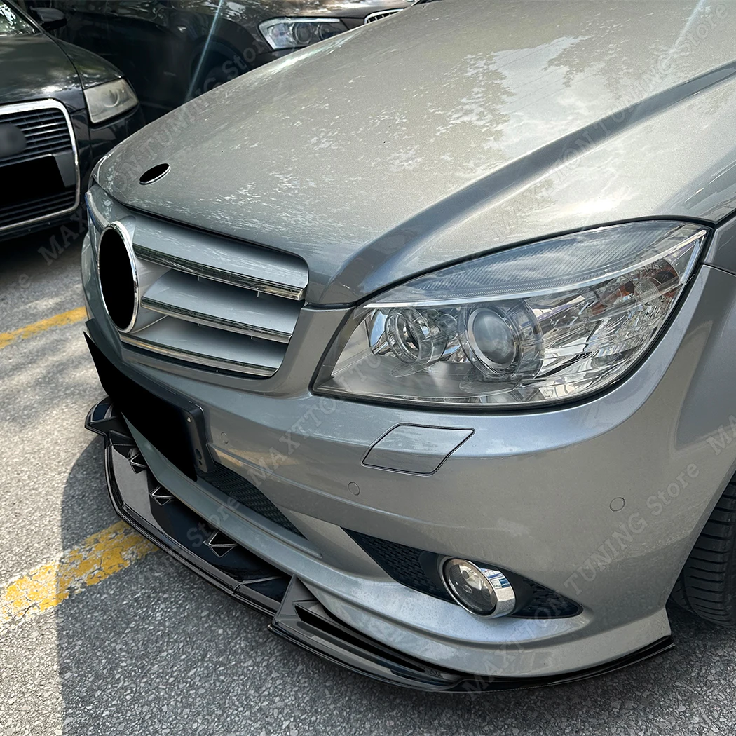 For Mercedes-Benz C-Class W204 S204 AMG Line Sport 2007-2010 Front Bumper Diffuser Lip Splitter Body Kit Cars Guard Accessories