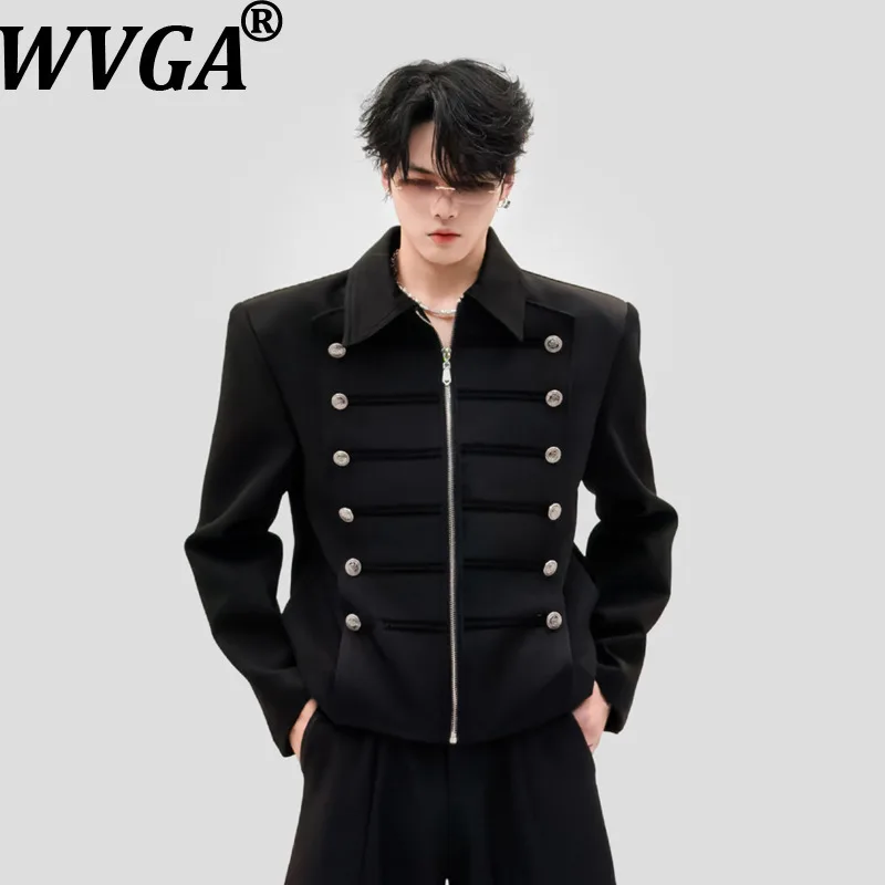 WVGA Spring Autumn New Men Original Button Decorated Short Jackets Turn-down Collar Niche Casual Straight Shoulders Coats W27525