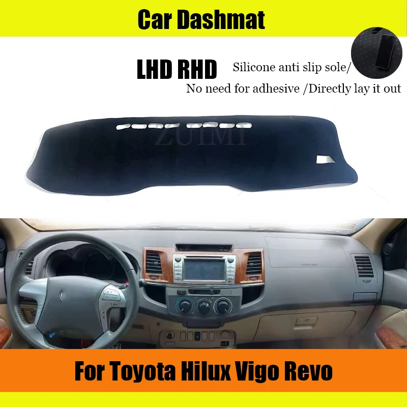 

ZUIMI Dashboard Cover Dash Mat Dashmat For Toyota Hilux Vigo Revo LHD RHD Dash Board Cover Pad Sun Shade Silicone Anti Slip Sole