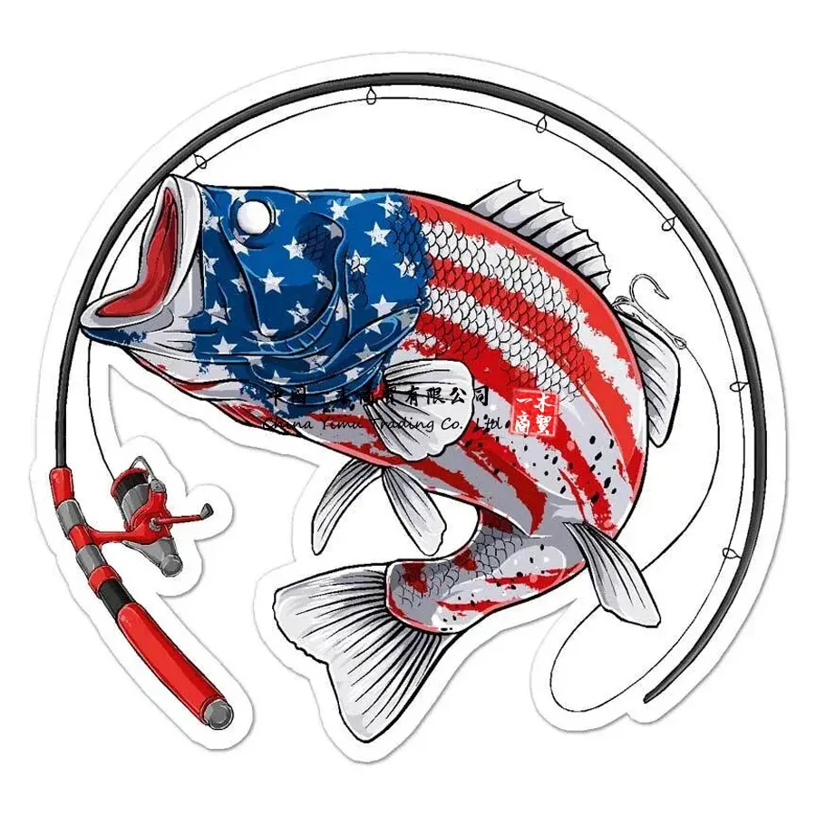 

American Flag Bass Fishing,Vinyl Decal Sticker,Indoor Outdoor Sizes