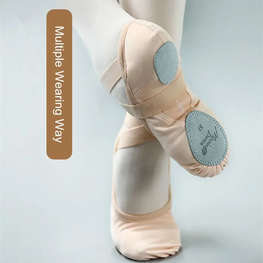 Nuevo Camel rosa, zapatilla de Ballet profesional para niños y adultos, zapatillas de bailarina con suela dividida suave para mujer, zapatos de