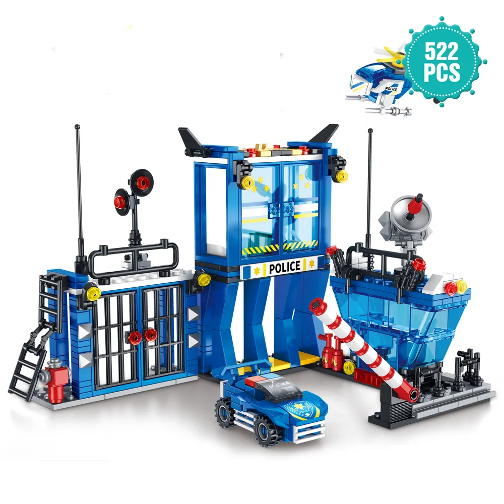 Multiple City Police Station Building Sets City Police Sets Toy Building Bricks Kit with Police Car Helicopter Gift For Boy Girl