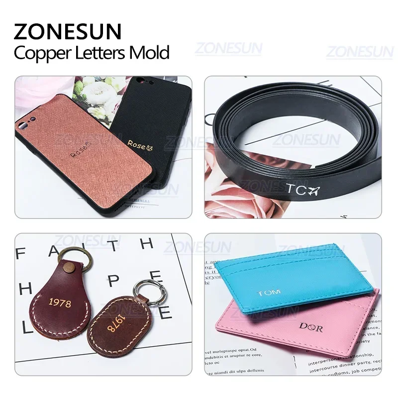ZONESUN Custom Logo Brass leather Letter stamp Set Mold Hot Foil Copper Alphabet Carving Tools Customized DIY Character Mold