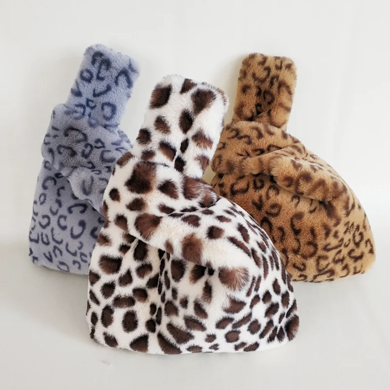 Zachte Pluche Luipaard Dames Handtassen Mode Winter Dames Kleine Tote Evening Clutch Purse Luxe Ontwerp Vrouwelijke Mini Schoudertas
