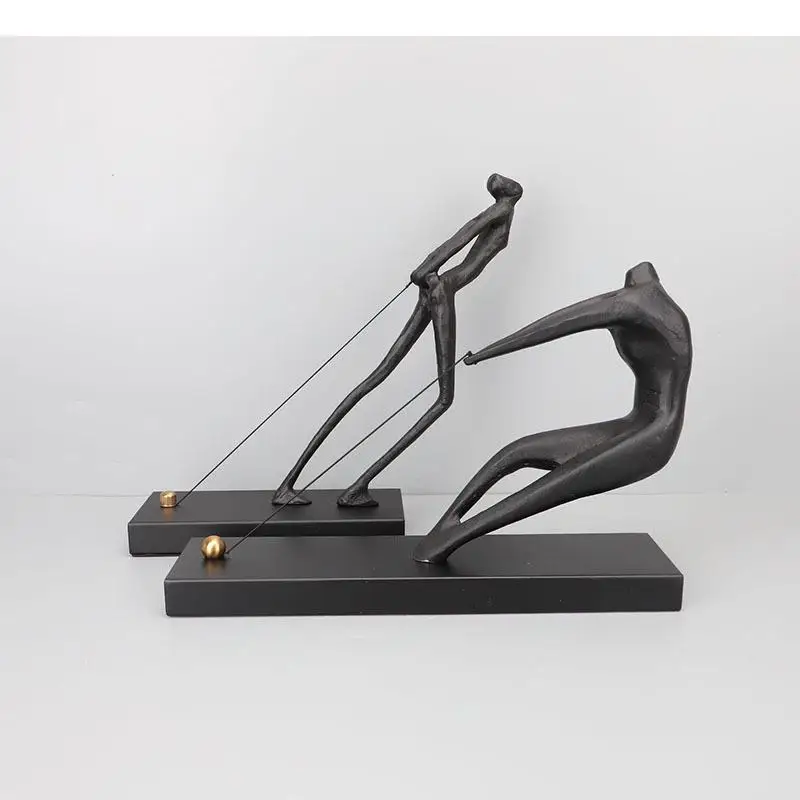 Boat Tracker Figure Sculpture Desk Decoration Minimalist Black Character Ornaments Modern Decor Cast Iron Crafts Abstract Statue