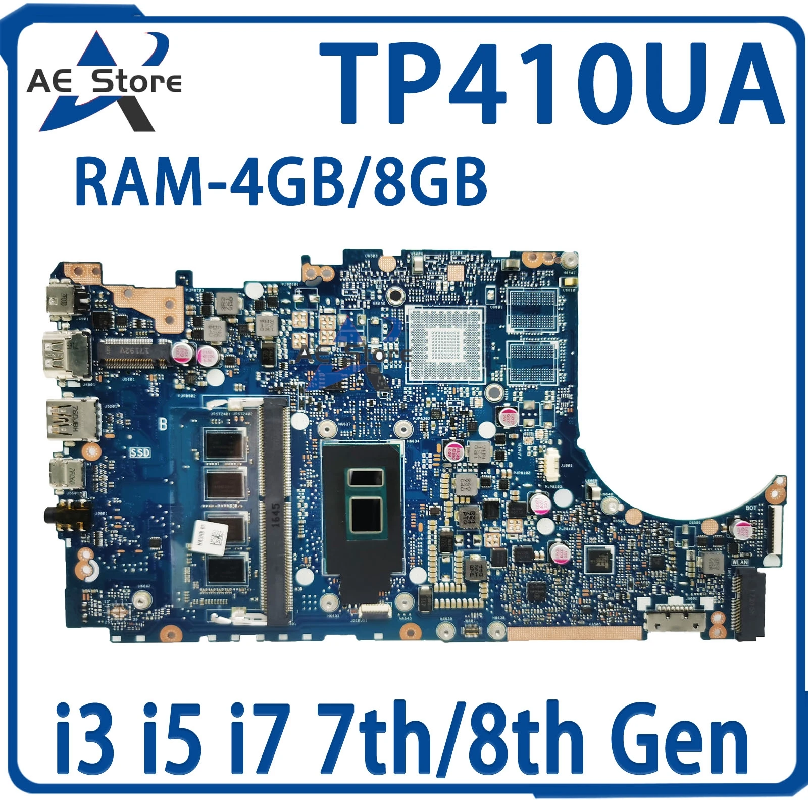 

Материнская плата TP410UA TP410U TP410 TP410UR TP410UF Q405UA Q405U, материнская плата для ноутбука i3 i5 i7 7/8/4 ГБ/8 Гб оперативной памяти UMA