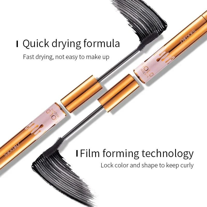 3D 마스카라 길어지는 블랙 래쉬 속눈썹 연장 눈 속눈썹 브러쉬 뷰티 메이크업 오랫동안 착용하는 골드 컬러 마스카라