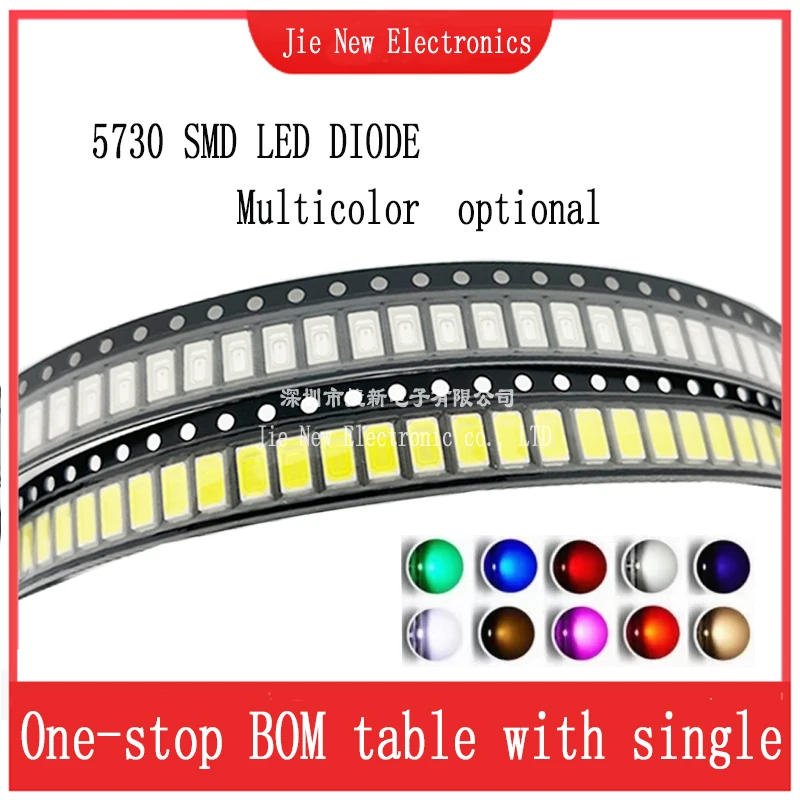 100pcs/lot SMD LED Diodes 5730 Green RED WARM White ICE Blue Yellow Pink Purple-UV Orange NEW