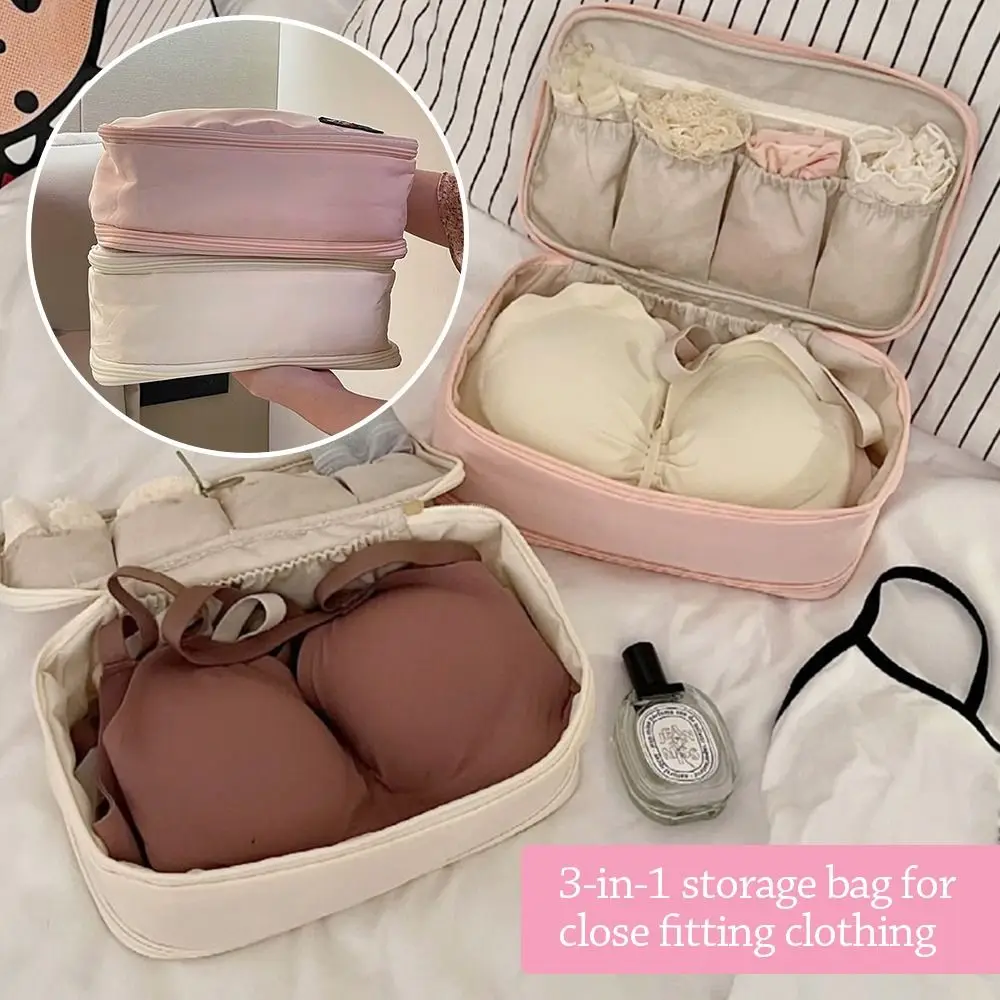 

Fashion Cute Cat Underwear Storage Bag Waterproof Double Layer Sock Packaging Bag Large Capacity Travel Storage Bag Women