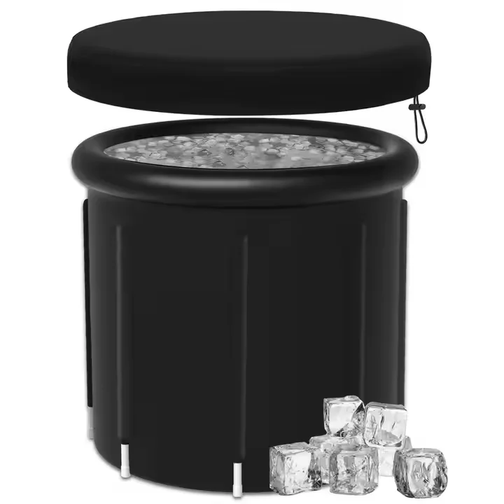 Custom Logo Inflatable PVC Sports Recovery Tub Outdoor Ice Barrel Bath With Cold Plunge Logo Sports Accessory Cover