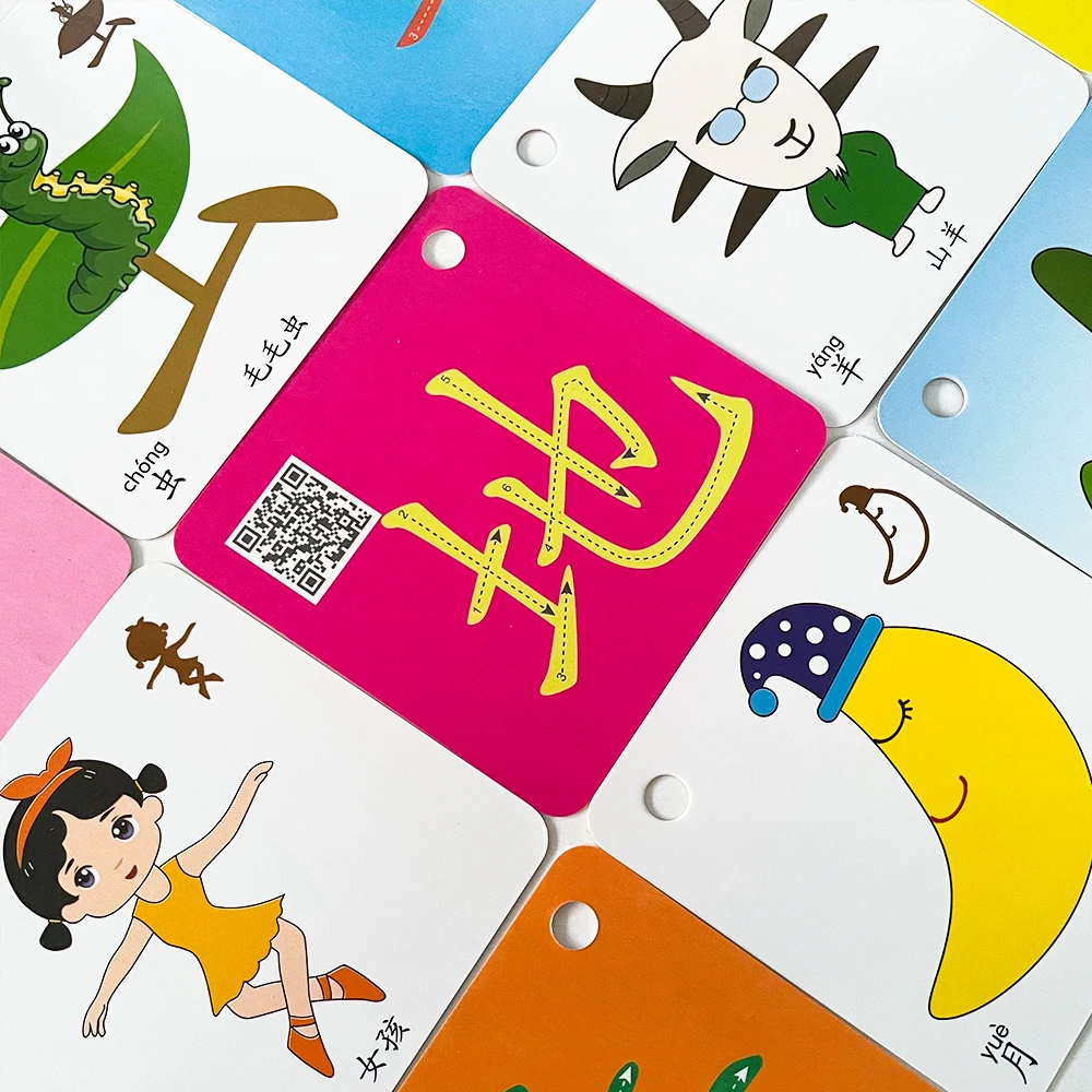 Learning Chinese Words with Pinyin Language Flash Cards Kids Baby Learning Card Memory Game Educational Toy Card for Children