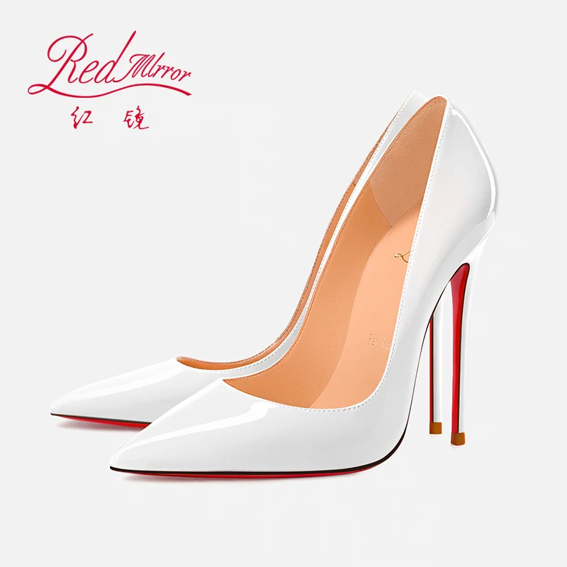 4.7inch/12cm Sexy Genuine Leather Pumps Women High Heeled Shoes Nude Spring Summer Sandal Autumn Stilettos Bright