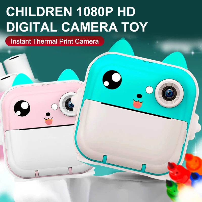 Mini Cartoon 1080P HD Digital Camera Toys Kid Instant Print Thermal Print Camera Children Outdoor Camera Toy Birthday Gifts