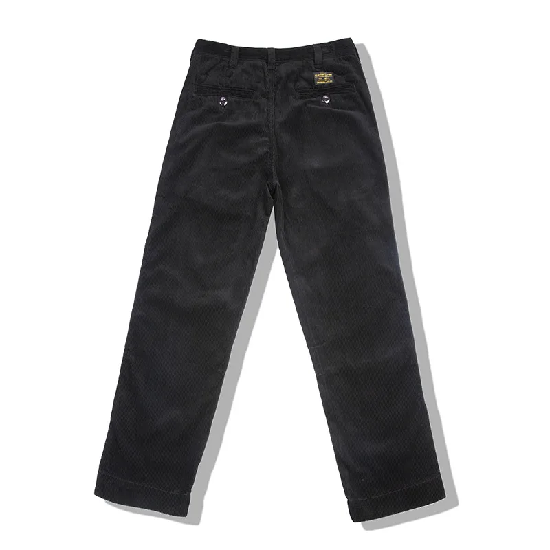 Amekaji Retro Fall Winter Warm Corduroy Casual Pants for Man Straight Tooling Solid Color All-Match Mid-Waists Thicken Trousers