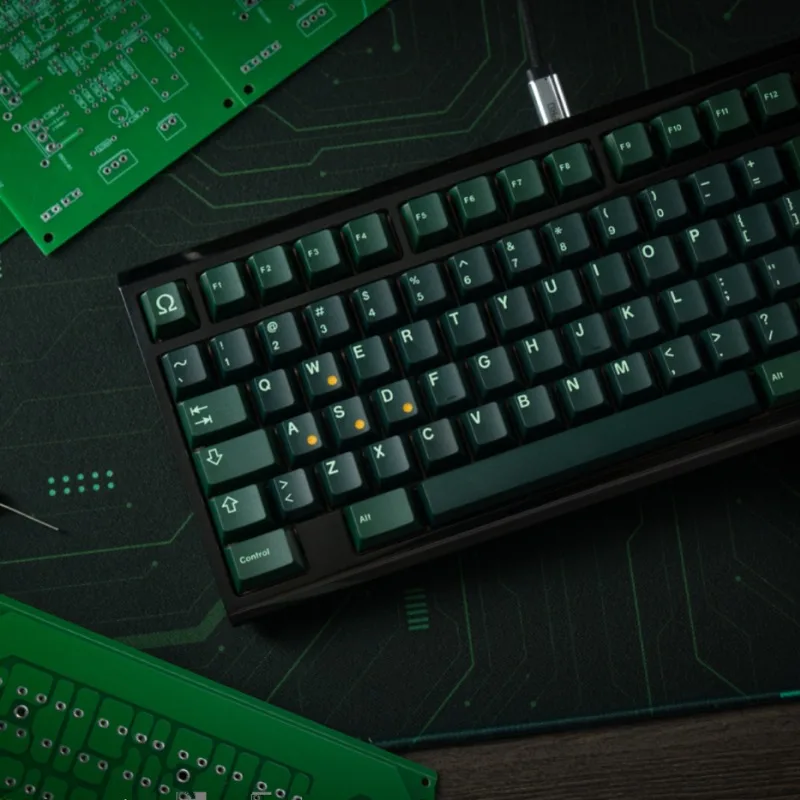 

KeyKob OHM:Green Theme Keycap Pbt PC Semi-transparent Cherry Profile Keycaps Custom Key Caps for Mechanical Keyboard Accessories