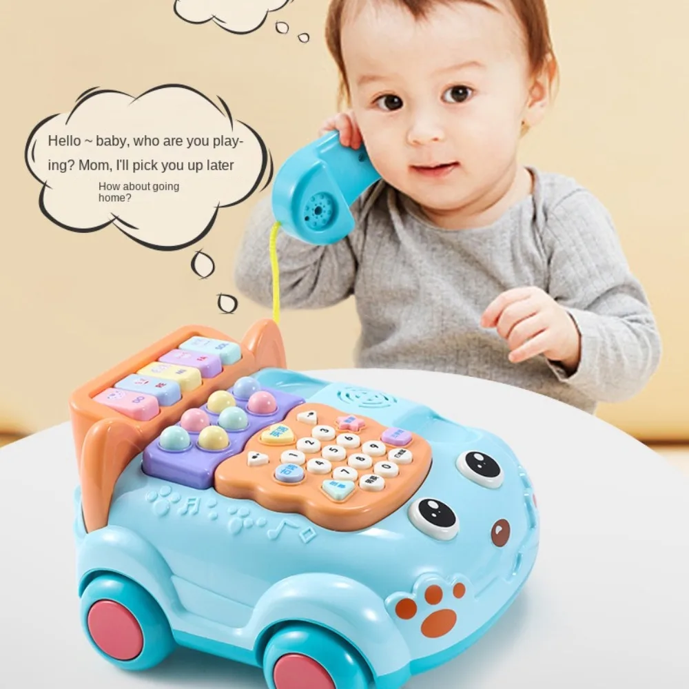 Giocattolo educativo per lo sviluppo Telefono per auto musicale per bambini Forma di autobus per cartoni animati Telefono per bambini Giocattolo Simulazione Macchina per l'apprendimento precoce