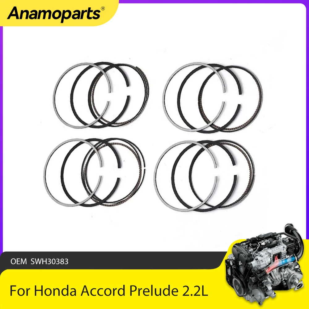 Engine Parts Piston Rings Set STD Fit 2.2 L Gas For Honda Accord EX Prelude ISUZU F22A F22B 2.2L L4 SOHC 1990-1997 OEM SWH30383