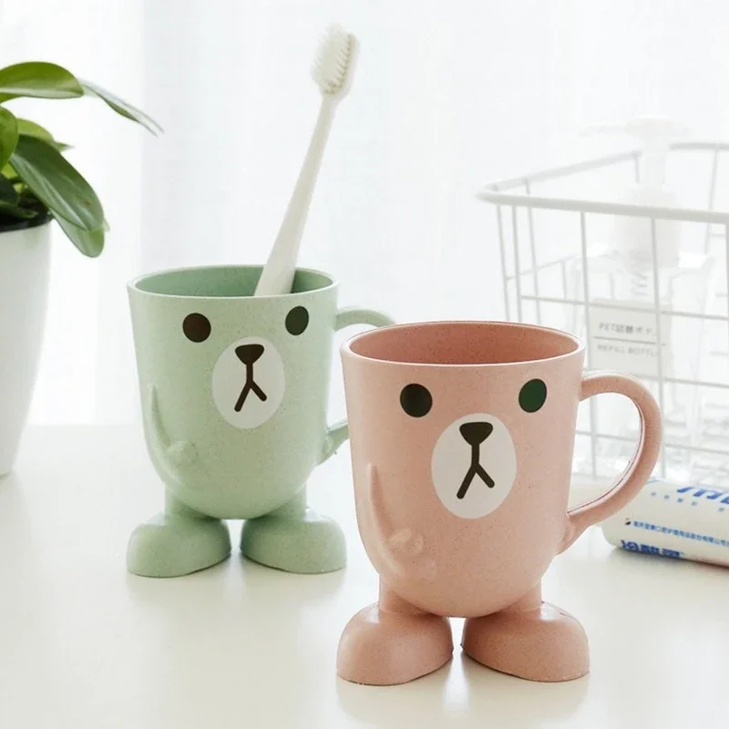 

Bathroom Tumbler Mouthwash Cup Wheat Straw Cartoon Animal Toothbrush Cup Portable Toothbrush Holder Bathroom Suppliers Organizer