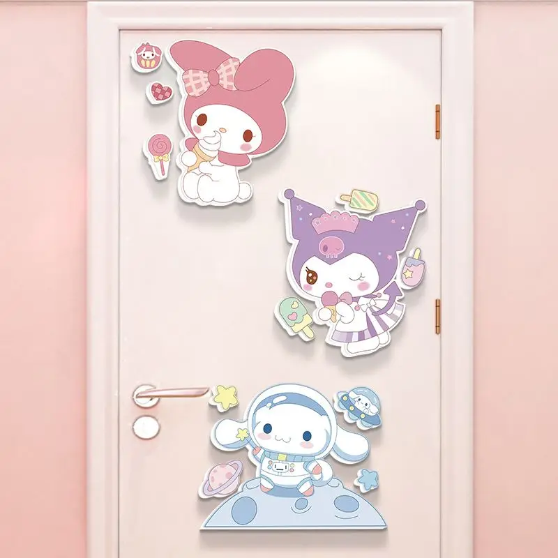 Anime Sanrio Kuromi 3D Wall Decoration Kt Board Cartoon Cinnamoroll Chevron Board Children\'s Room Door Accessories Birthday Gift