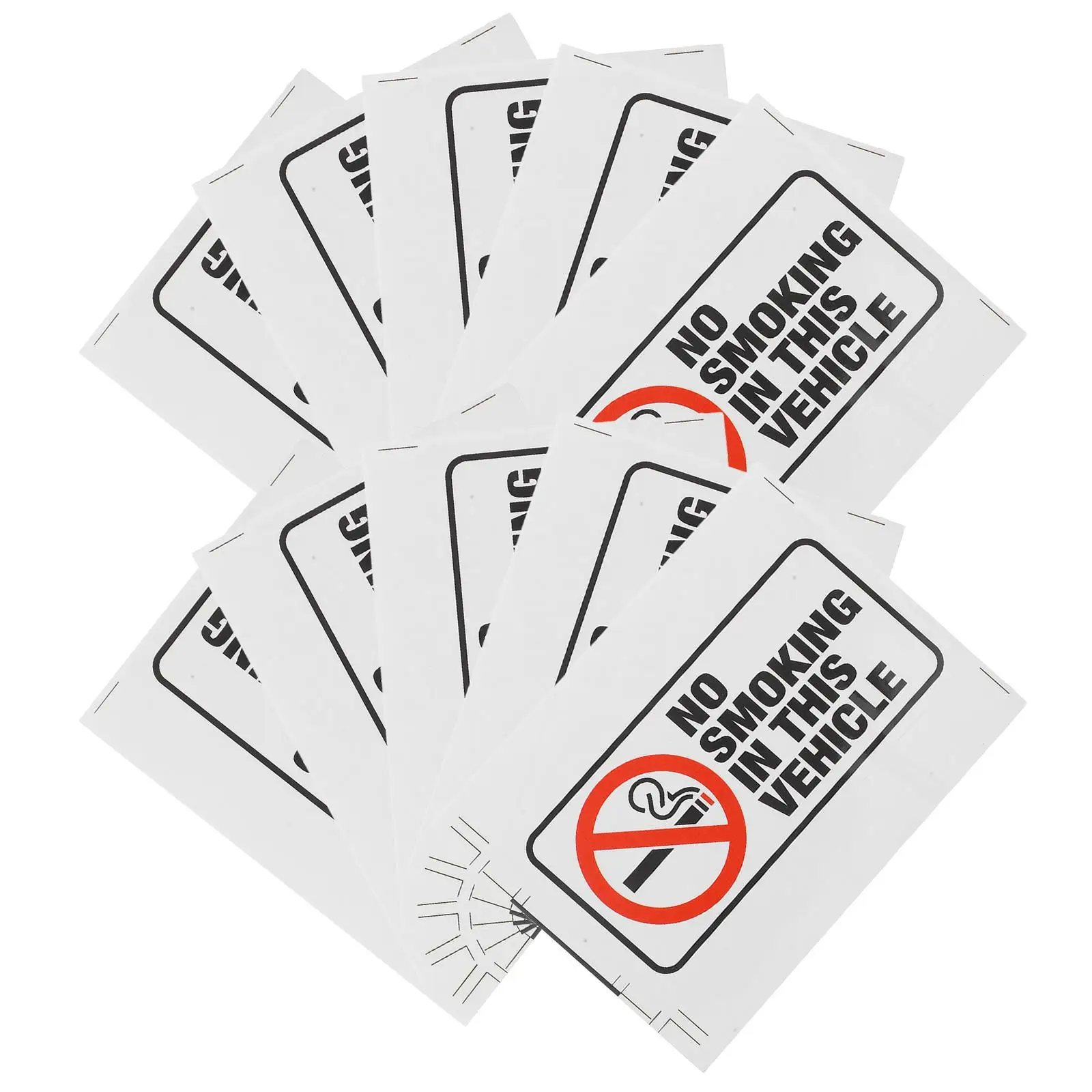 

10PCS No Smoking Sticker Waterproof Laminated Film Signs for Business Vehicles Anti Smoke Decal Clear Messaging Versatile