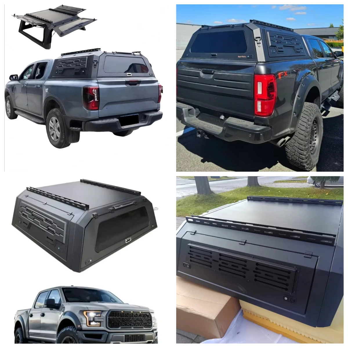 

High Quality Aluminum Alloy Retractable Roll Pickup Hardtop Truck Bed Cover Ford Ranger Camper Shell Customized No Drill