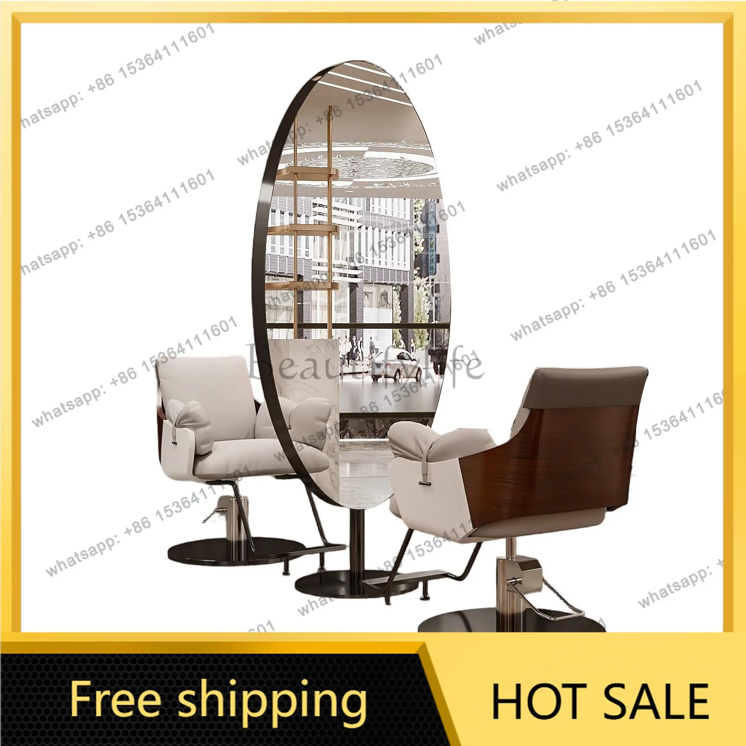Factory Direct Sales Barber Shop Mirror Table Single and Double Floor Mirror Hair Salon Special Hair Cut