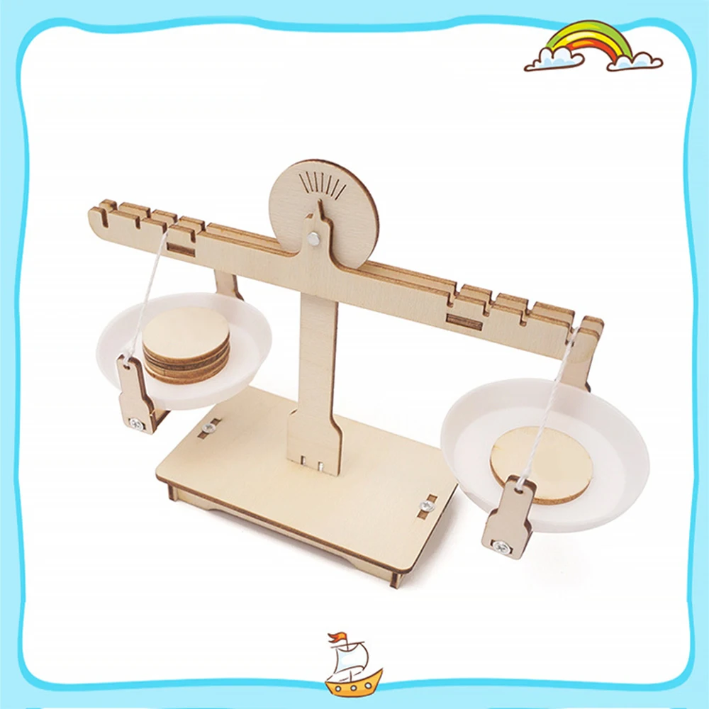 DIY Balance Scale Lever Wooden Weighing Scale Science Math Teaching Scale Early Educational Balancing Toy for Students Kids