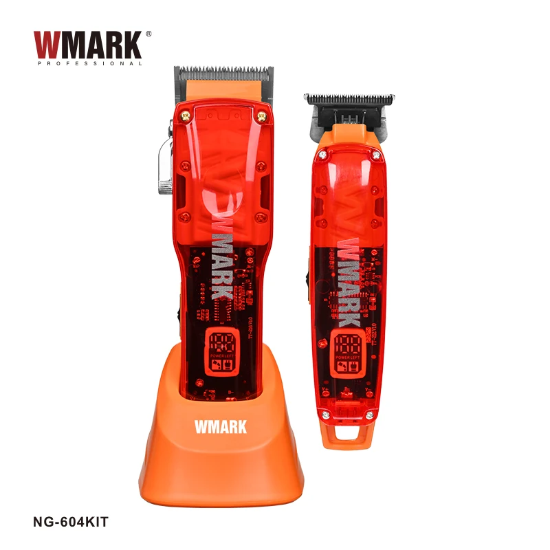 2023 WMARK NG-604 kit Professional Hair Clipper Hair Trimmer 2 in 1 7000RPM+6500RPM With LED Display，with charge stand