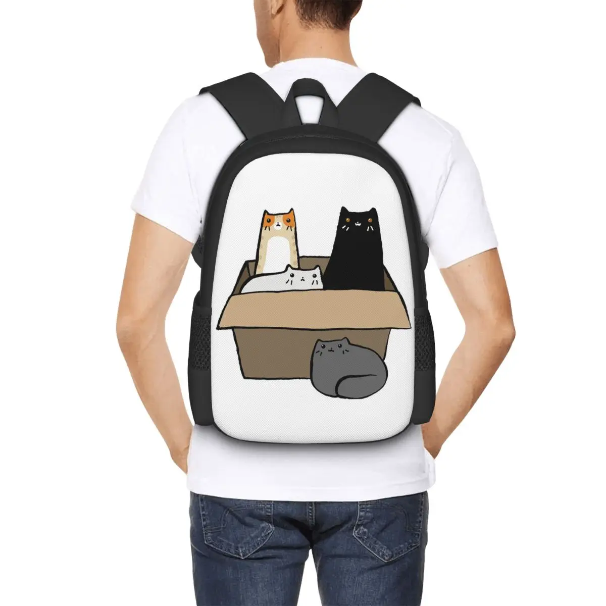 

Рюкзак для студентов "Cats In A Box", школьная сумка, походный рюкзак для путешествий, модная сумка для книг для мальчиков и девочек, сумки через плечо