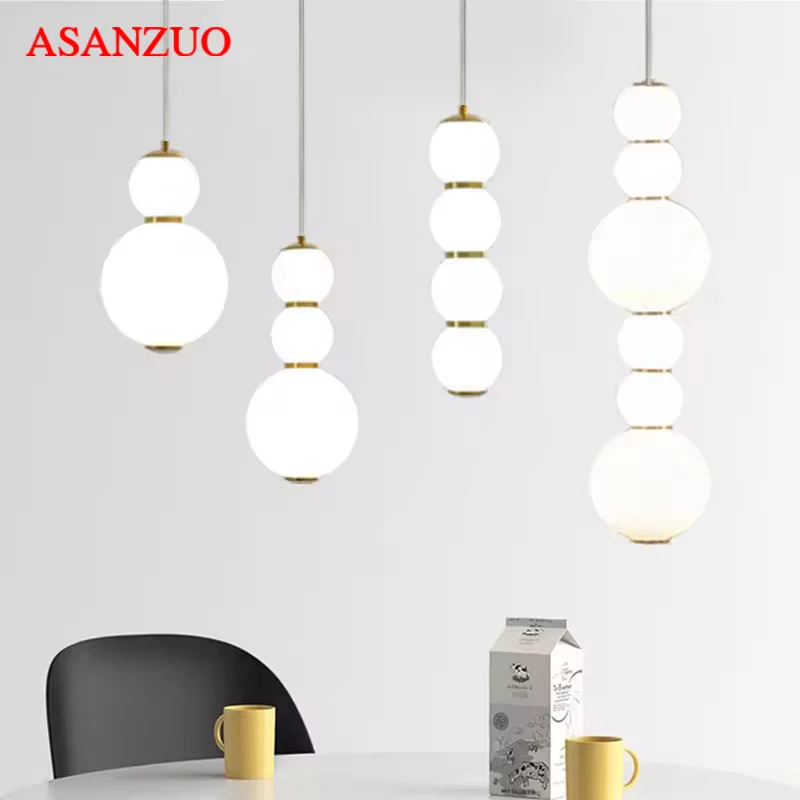 

White glass ball pendant lights Kitchen Bubble Hanging Lamp living room Restaurant Bar Decor Grape bunches pendant lamp