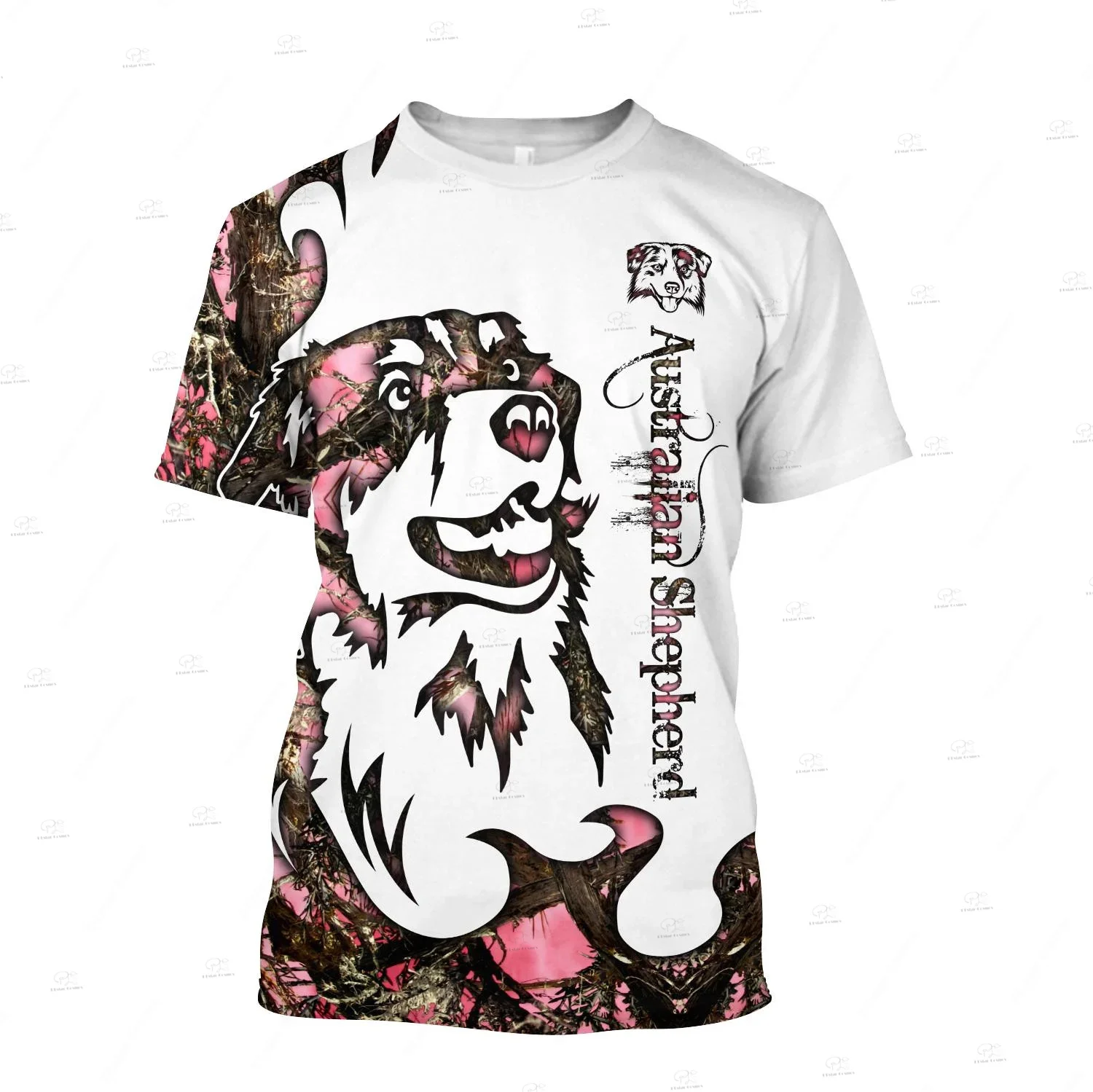 Custom Name Animal Pet Cute Dog Husky Pitbull Colorful Tattoo Shirts 3DPrint Summer Casual Funny Harajuku Short Sleeve T-Shirt E