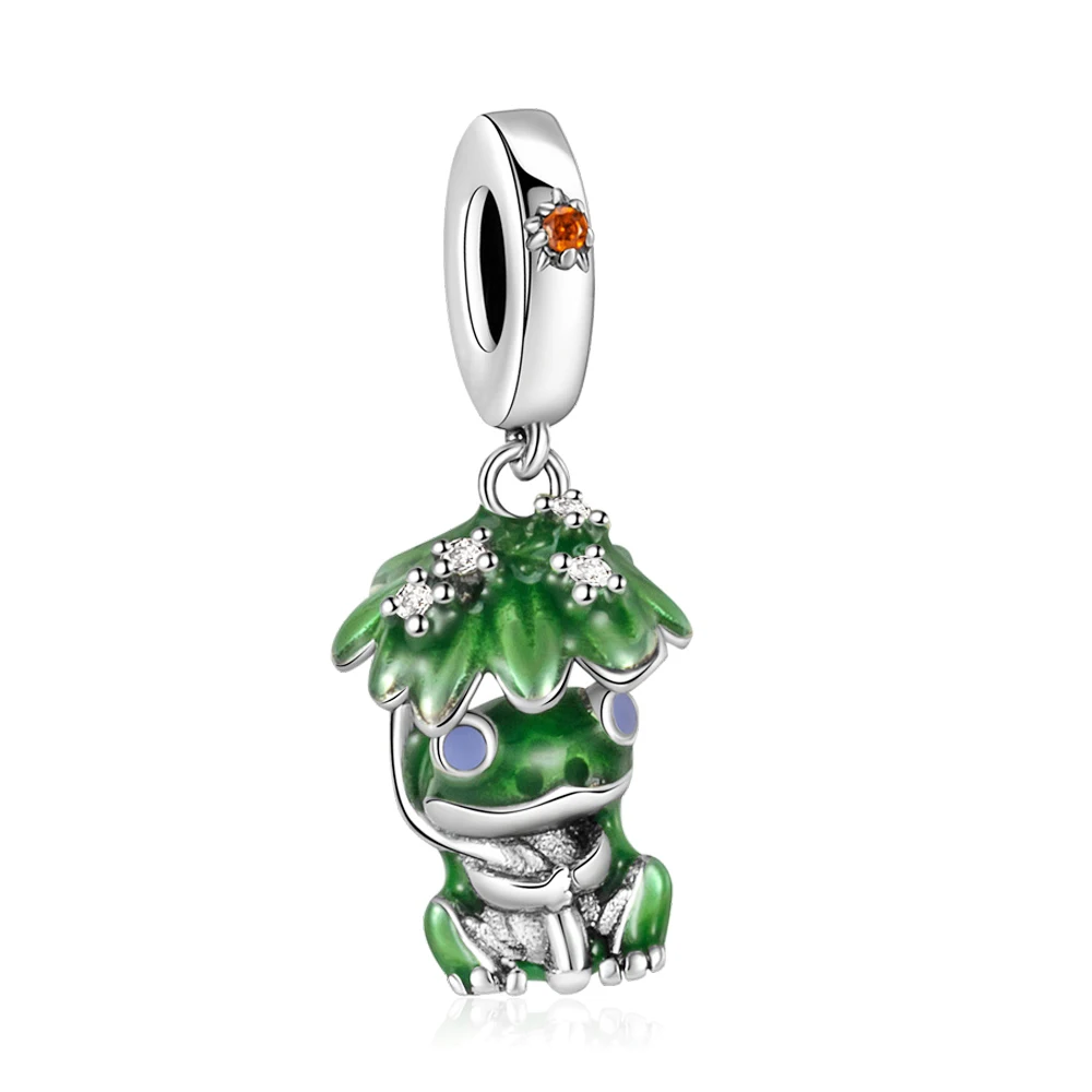Pan Charms Original Green Rain Frog Dangle Charm Bracelet Pendant Jewelry