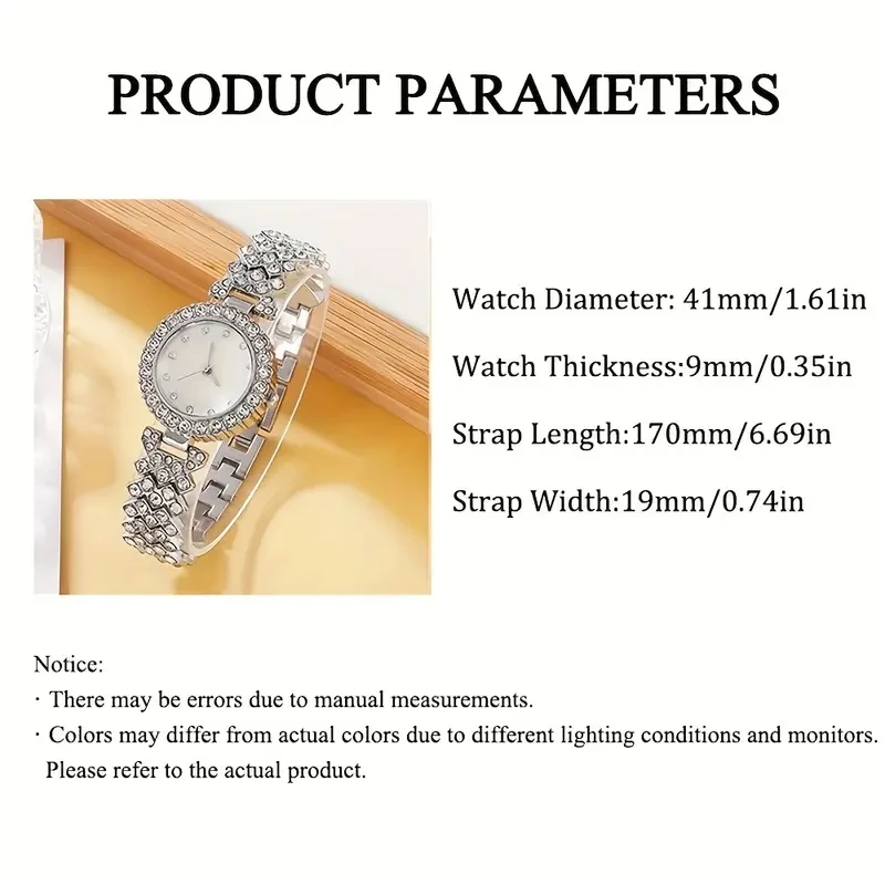 6PCS/Set Elegant Silver Diamond Women\'s Watch Student Elegant High end Simple Luxury Women\'s Watch