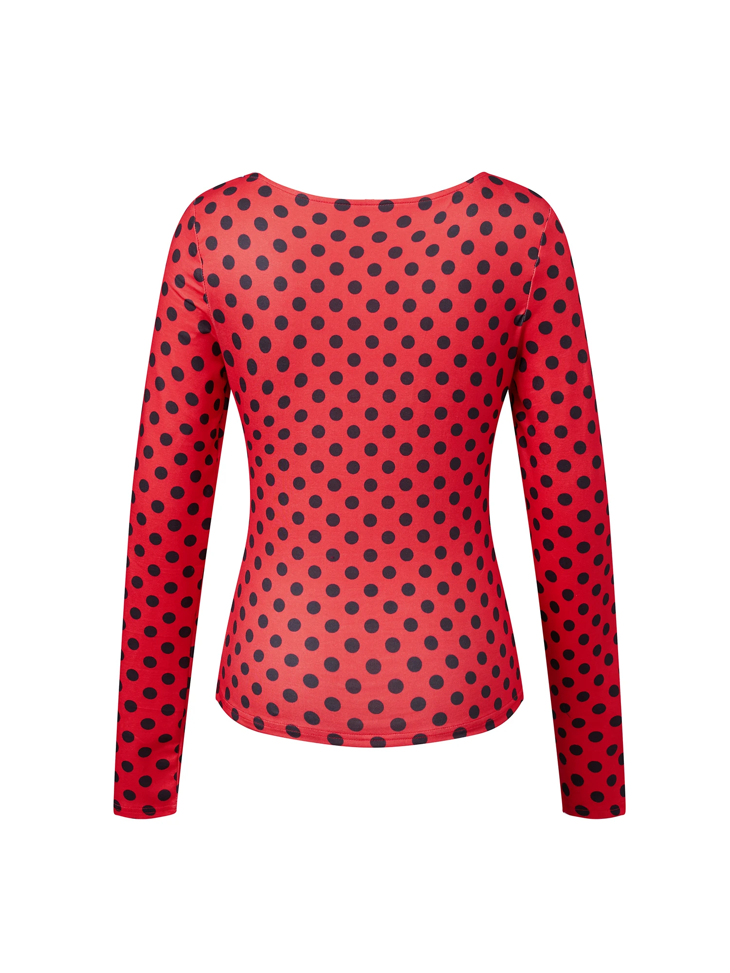 بلوزة نسائية أنيقة لربيع وصيف منقط وأكمام طويلة ورقبة واسعة مع مناسبة للحفلات والمناسبات #4