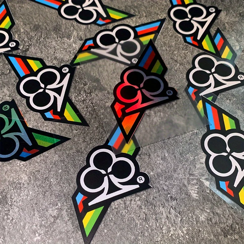 

2PCS/SET Holographic Clover - shaped Stickers with Colorful Stripes - Ideal for Decorating Various Items