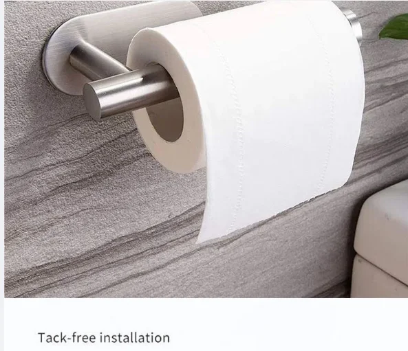 Toilet Paper Holder Wall Mounted Organizer Kitchen Bathroom Toilet Paper Holder Drill-Free Bathroom Roll Holder