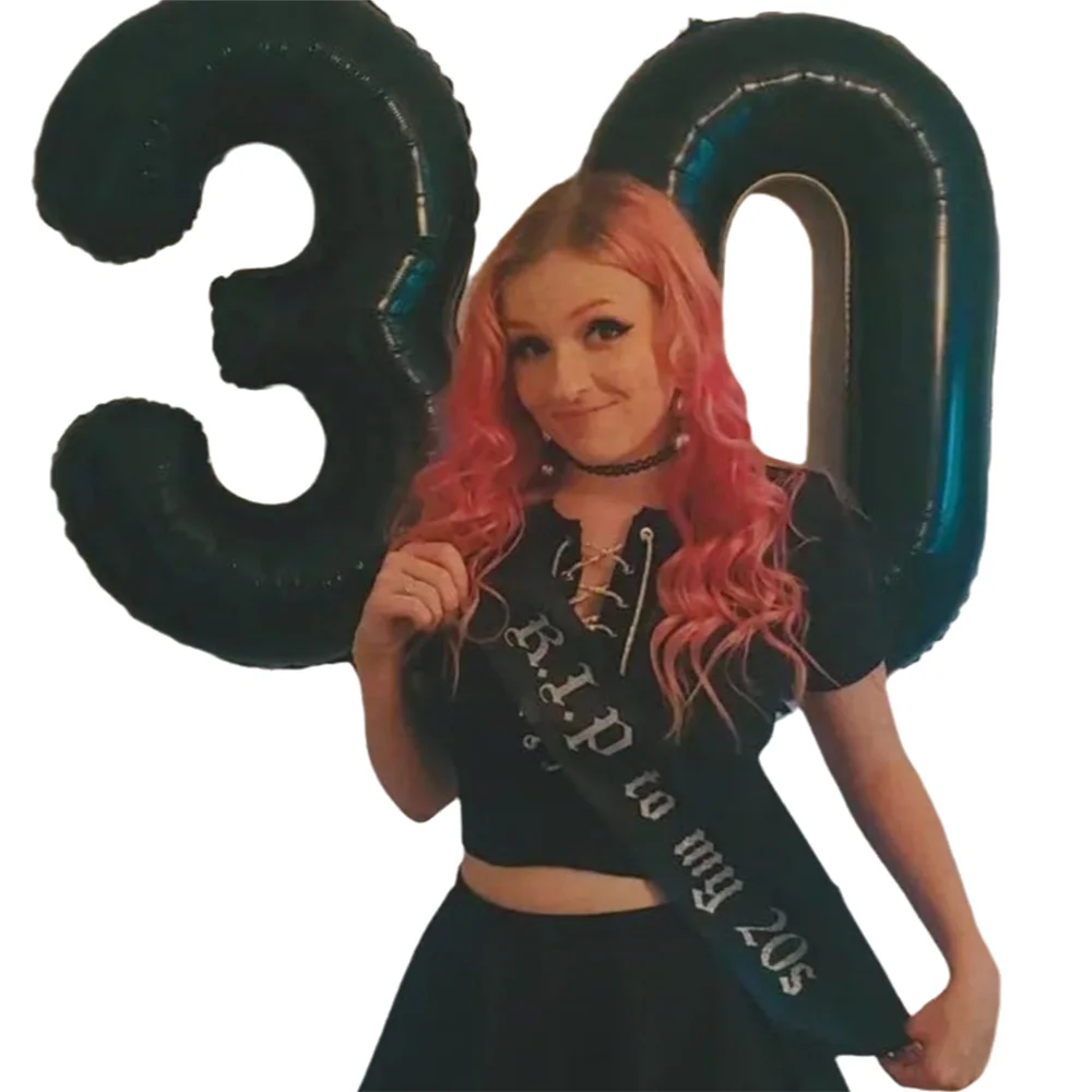 

Rip 20s Birthday Balloons Decorations Number 30 Foil Balloon with To My 20s Sash Kit for Girl Youth 30th Birthday Decor Supplies