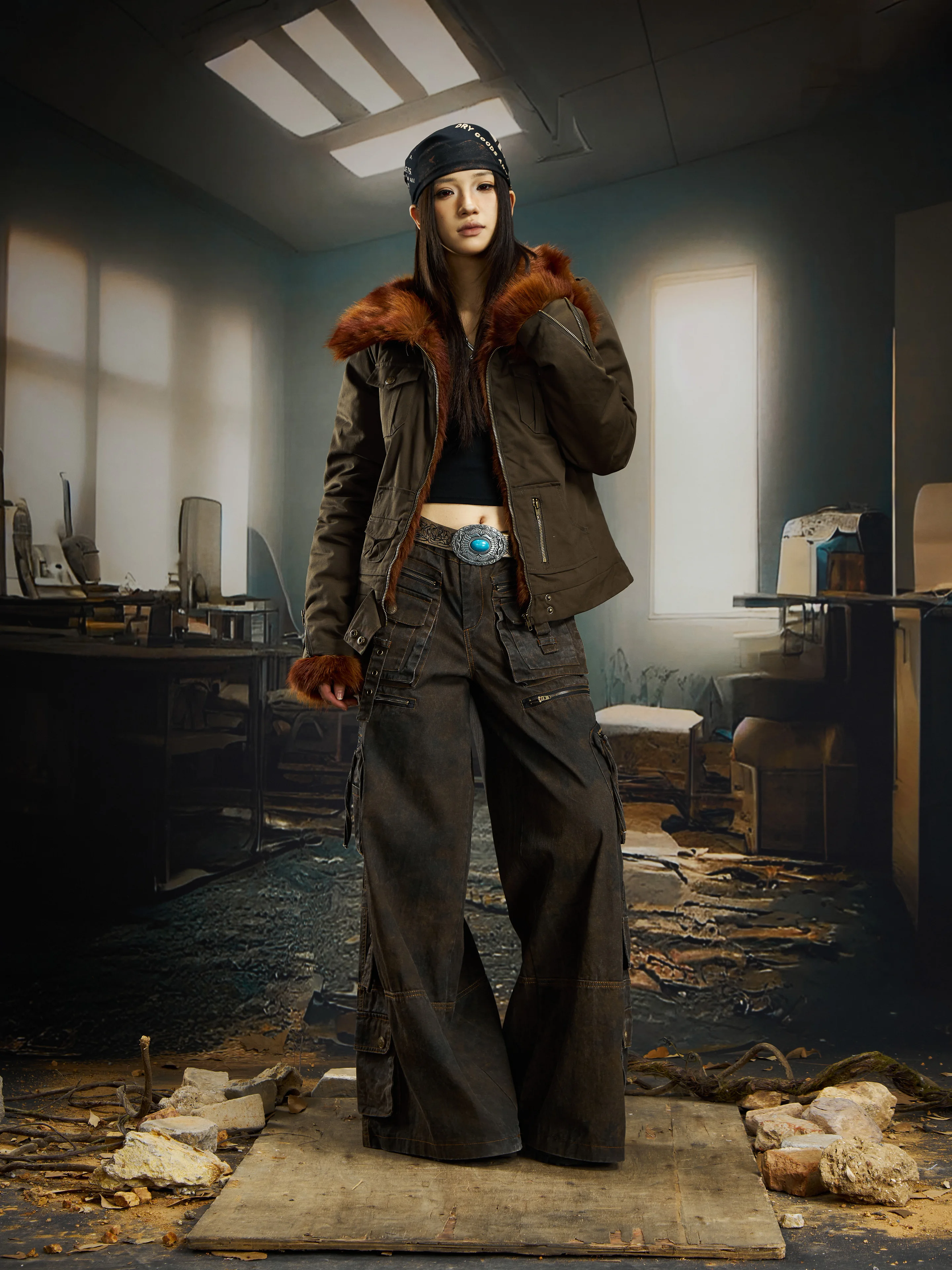 

Fur Collar Large Lapel Short Puffer Jacket Thickened Warm Women