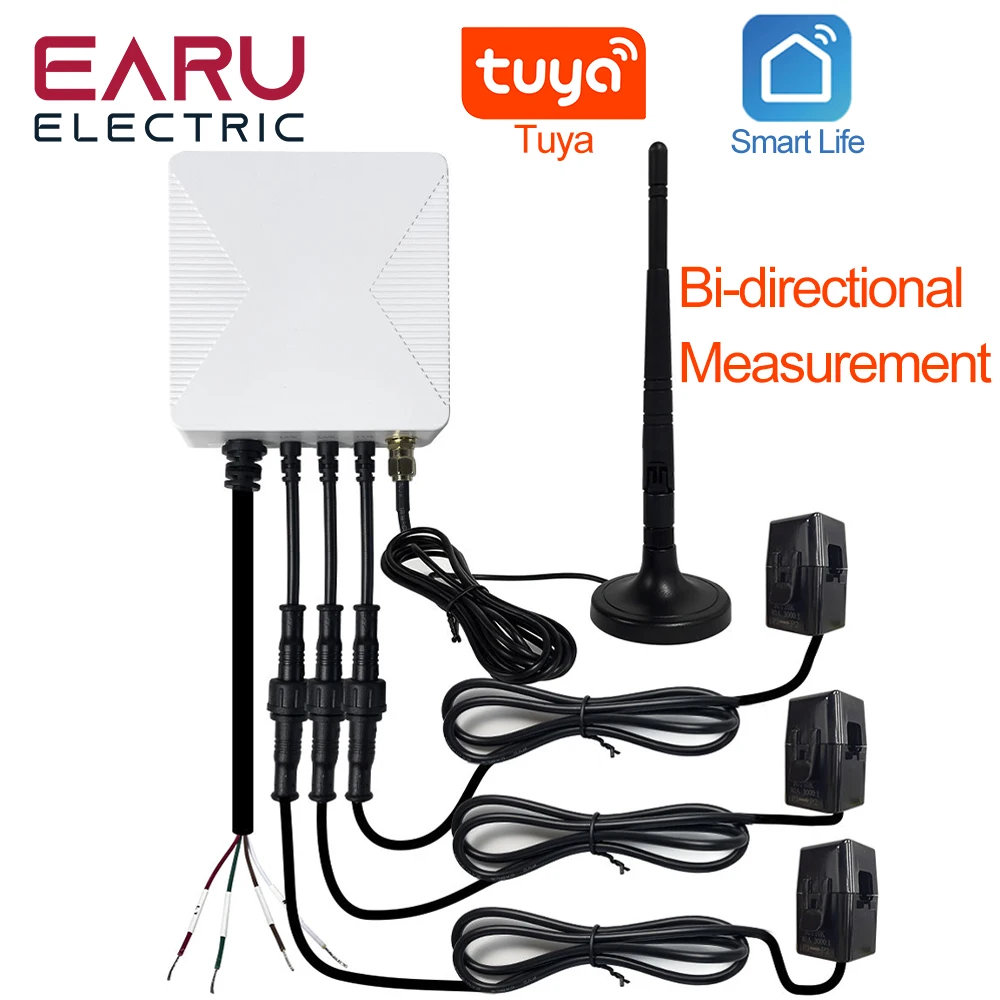 

TUYA Wifi Smart 3 Phase Bi-Directional Measurement Energy kWh Meter Monitor 80A 120A 300A 500A Power Clamp Current Transformer