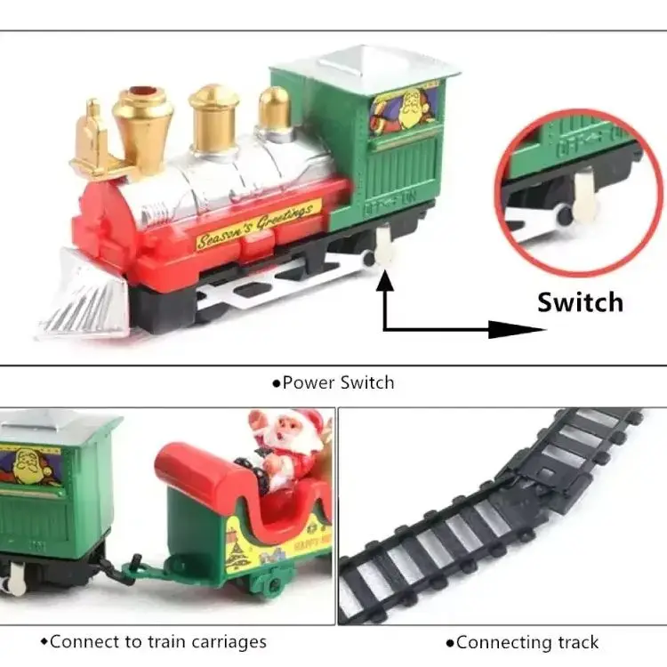 Weihnachts-Elektro-Zuggleis-Spielset mit Montageschienen, Urlaub, Kinderspielzeug, Geschenk, festliches batteriebetriebenes Lokomotiv-Set