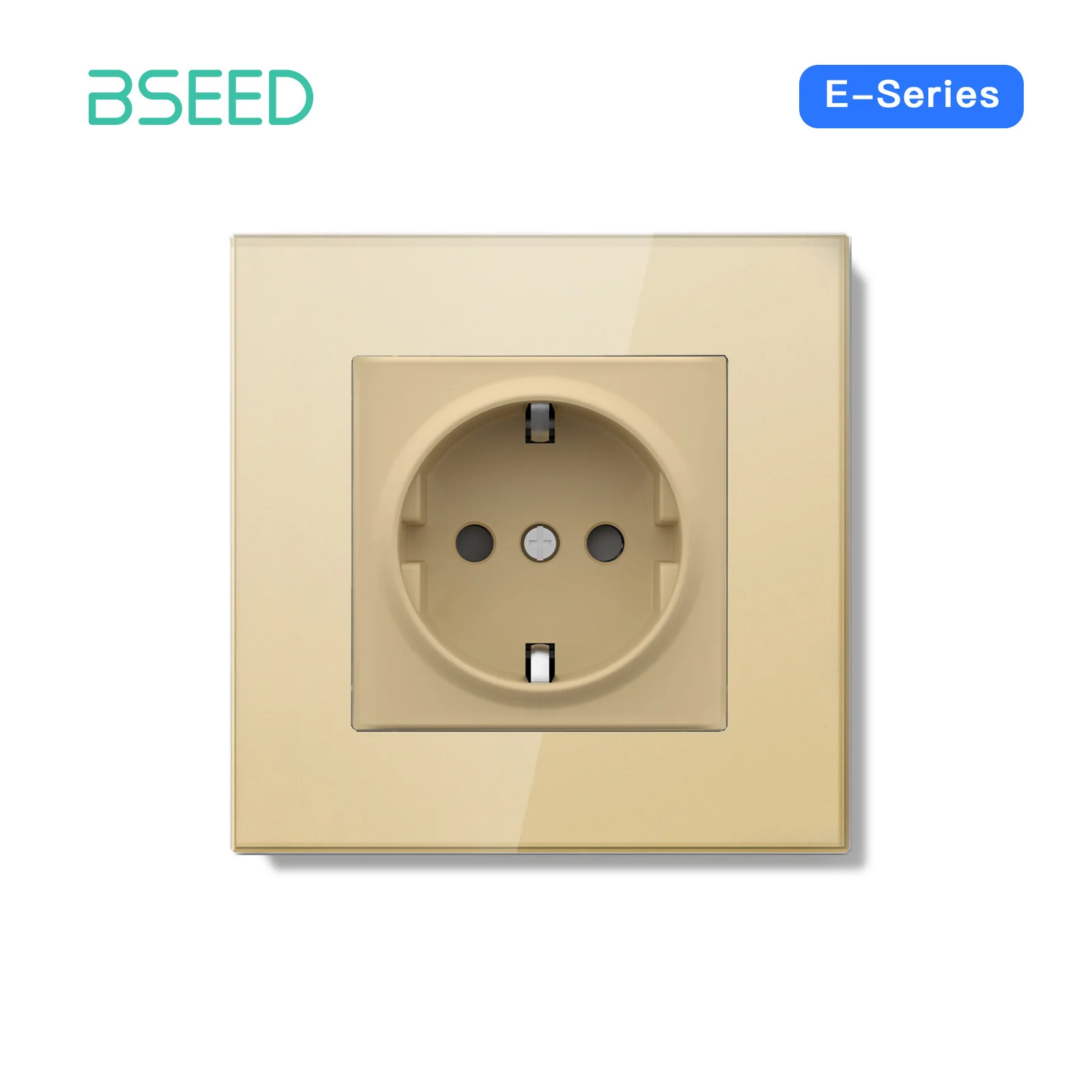 BSEED 16A EU Socket E Series 86mm Double Power Outlets Triple Electric Sockets Crystal Glass Wall Socket White Black Gold Gray view 2