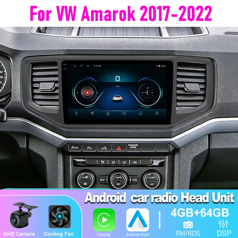 

4-64GB 9" Car Radio For VW Amarok 2017-2022 Wireless CarPlay Android 15 Auto Stereo Head Unit Canbus FM BT WIFI