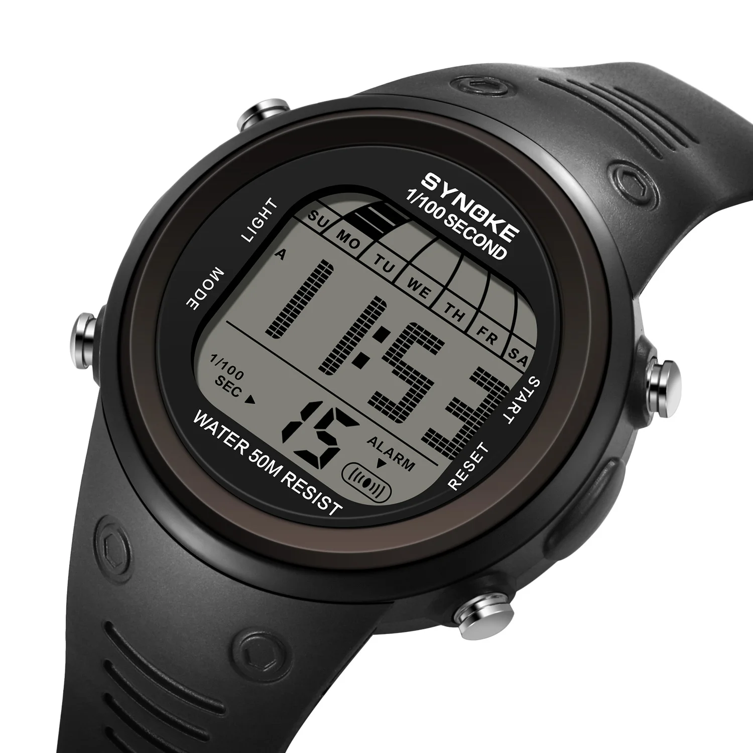 

Men's Digital Sports Watch 50M Waterproof Rubber Case Strap Military Watch with LED Back light Watch for Men SYNOKE Brand